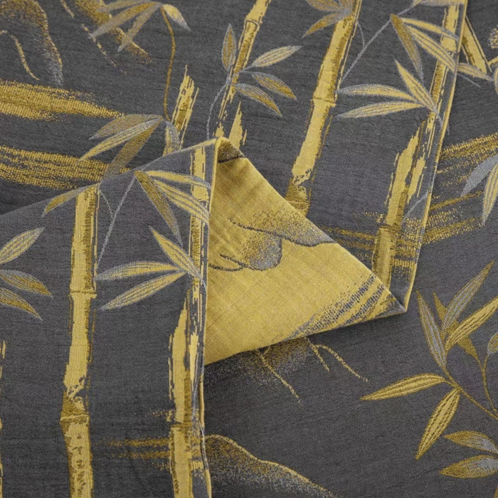 91家纺网 家纺一手货源 找家纺 云天家纺 2026新款A类全棉纯棉色织提花双层纱纽扣款四件套 竹清风影