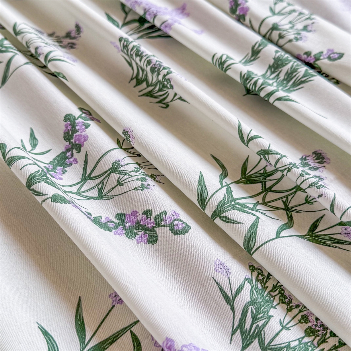 91家纺网 家纺一手货源 找家纺 晨晨家纺 2026春夏新款小清新全棉纯棉印花床单三件套 薰衣草