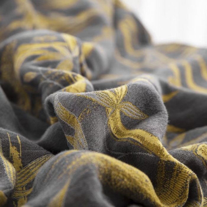 91家纺网 家纺一手货源 找家纺 云天家纺 2026新款A类全棉纯棉色织提花双层纱纽扣款四件套 竹清风影