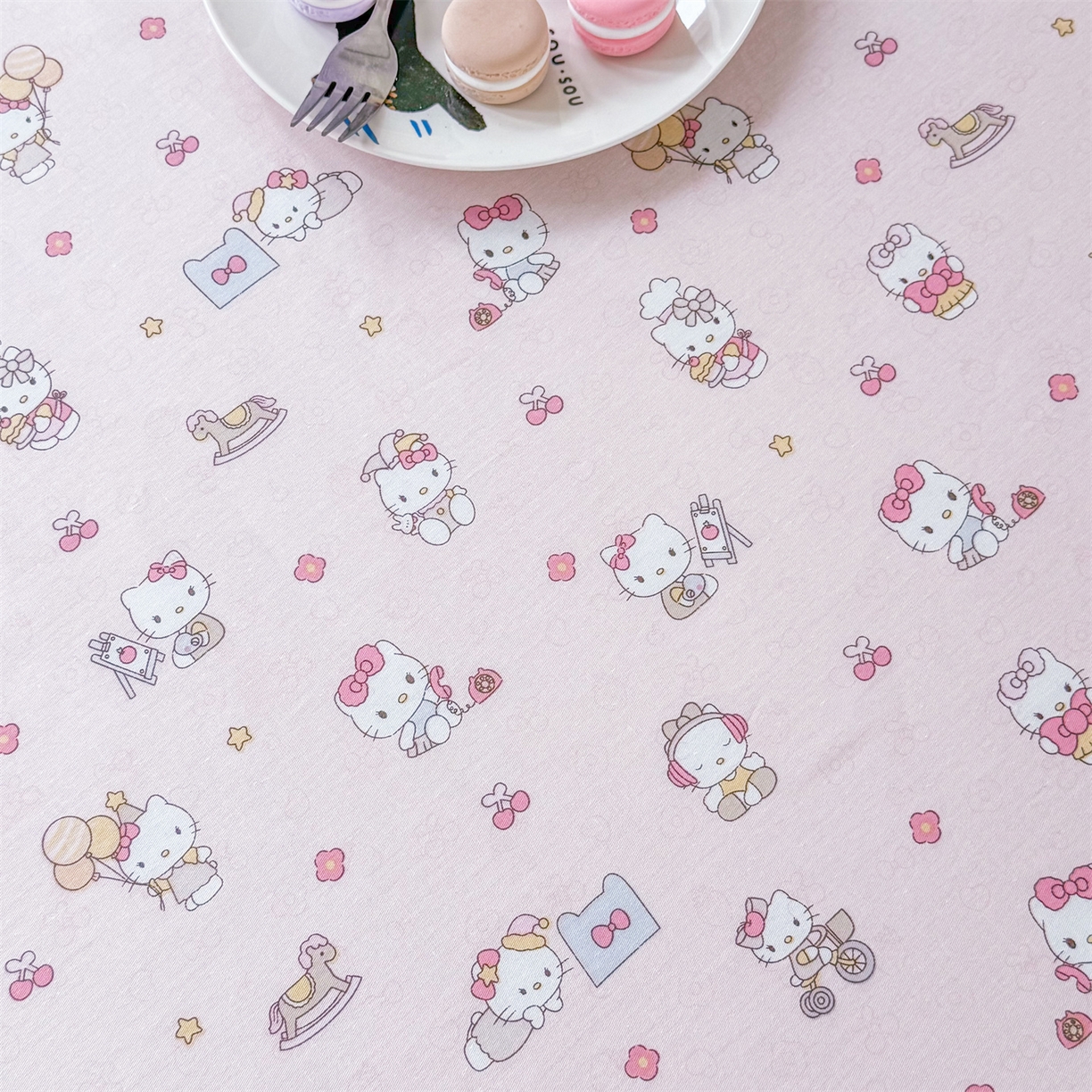 91家纺网 家纺一手货源 找家纺 晨晨家纺 2026春夏新款小清新全棉纯棉印花床单三件套 凯蒂公主