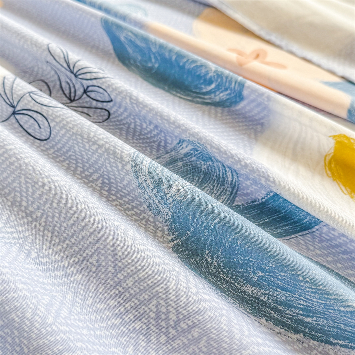 91家纺网 家纺一手货源 找家纺 晨晨家纺 2026春夏新款小清新全棉纯棉印花床单三件套 雅卉