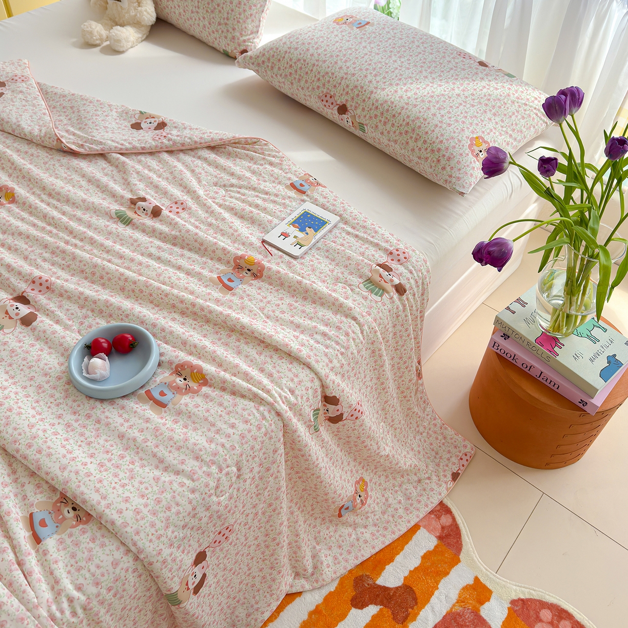 91家纺网 家纺一手货源 找家纺 弗苓家纺 2026新款麻绳款锦氨凉感丝夏被夏凉被空调被 小狮子