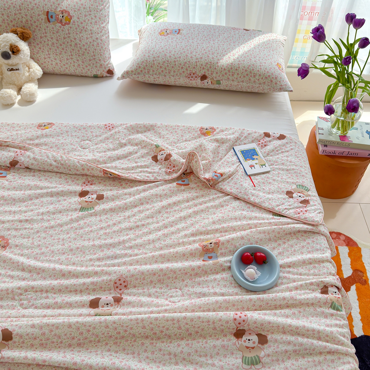 91家纺网 家纺一手货源 找家纺 弗苓家纺 2026新款麻绳款锦氨凉感丝夏被夏凉被空调被 小狮子