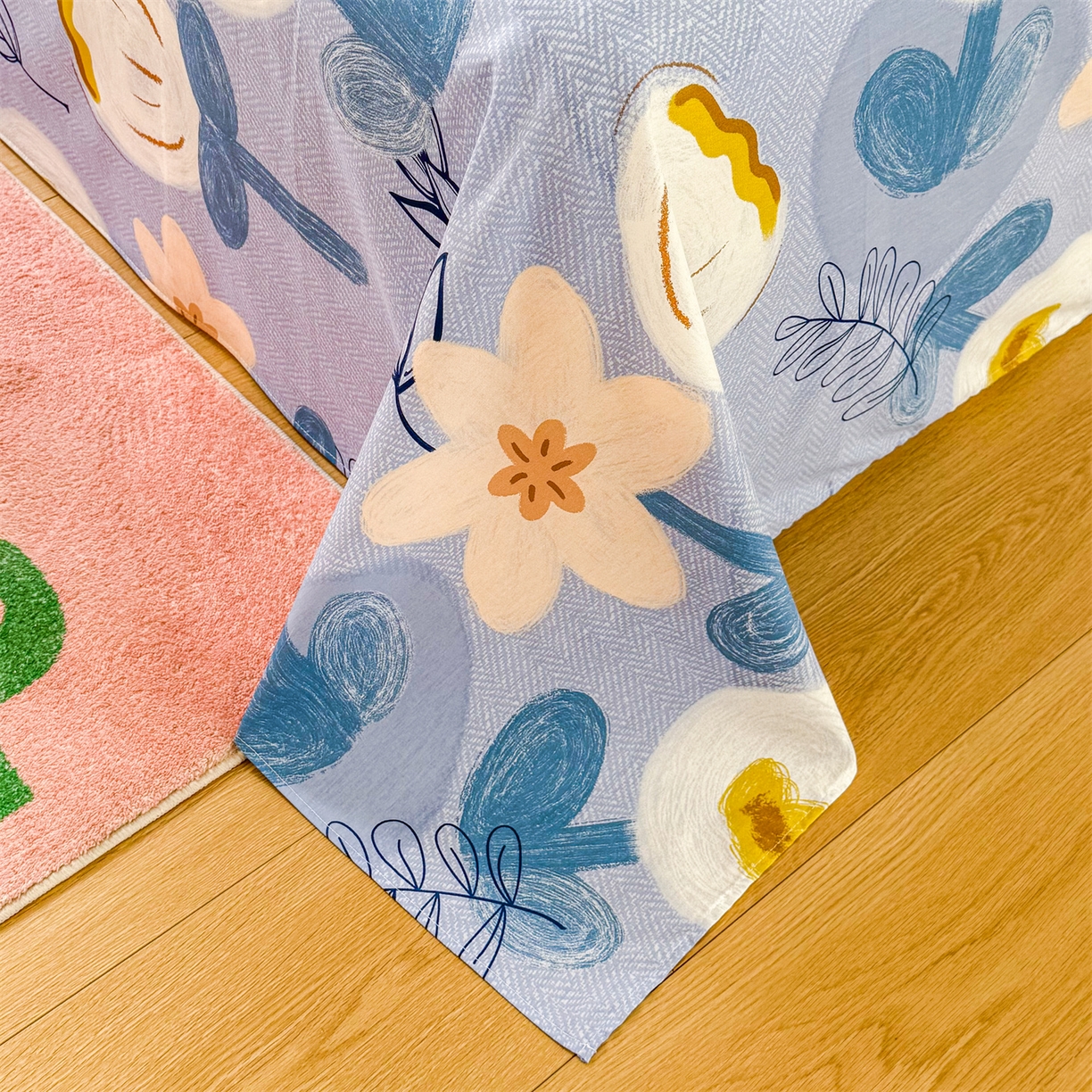 91家纺网 家纺一手货源 找家纺 晨晨家纺 2026春夏新款小清新全棉纯棉印花床单三件套 雅卉