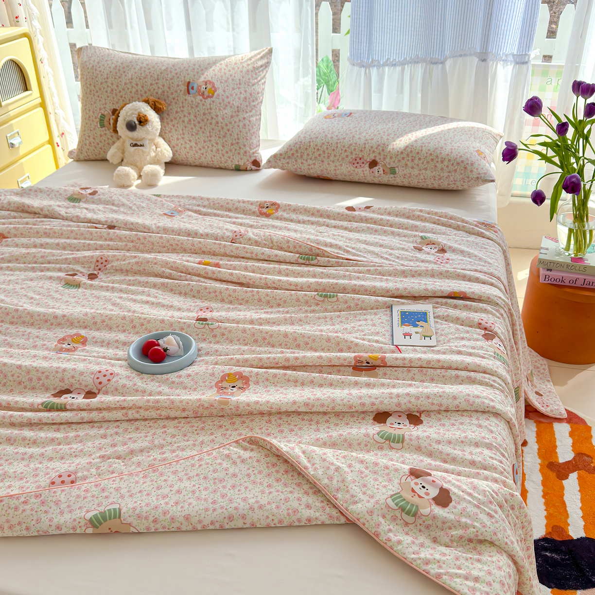 91家纺网 家纺一手货源 找家纺 弗苓家纺 2026新款麻绳款锦氨凉感丝夏被夏凉被空调被 小狮子