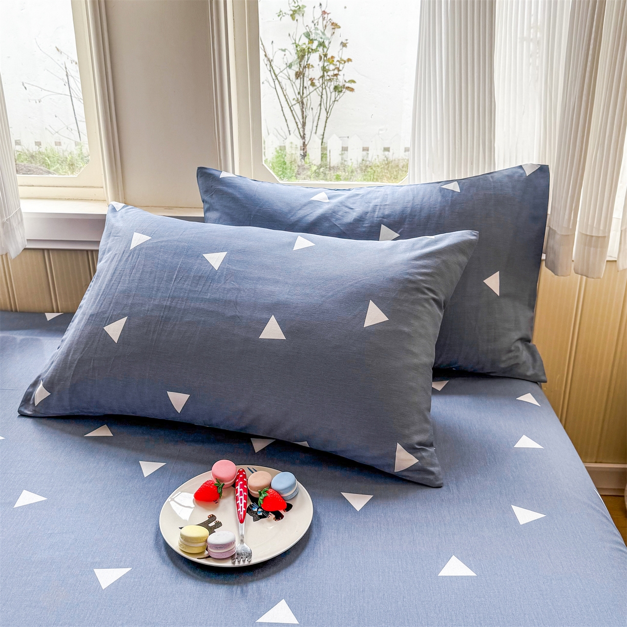 91家纺网 家纺一手货源 找家纺 晨晨家纺 2026春夏新款小清新全棉纯棉印花床单三件套 爱巢