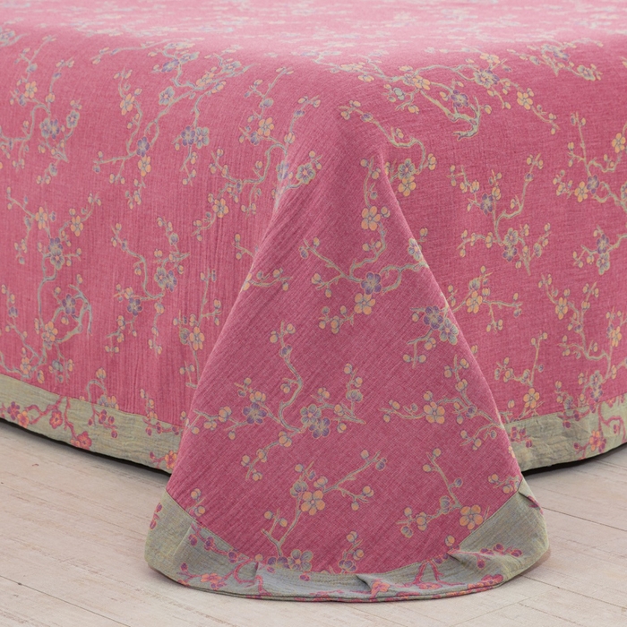 91家纺网 家纺一手货源 找家纺 云天家纺 2026新款A类全棉纯棉色织提花双层纱纽扣款四件套 醉梅