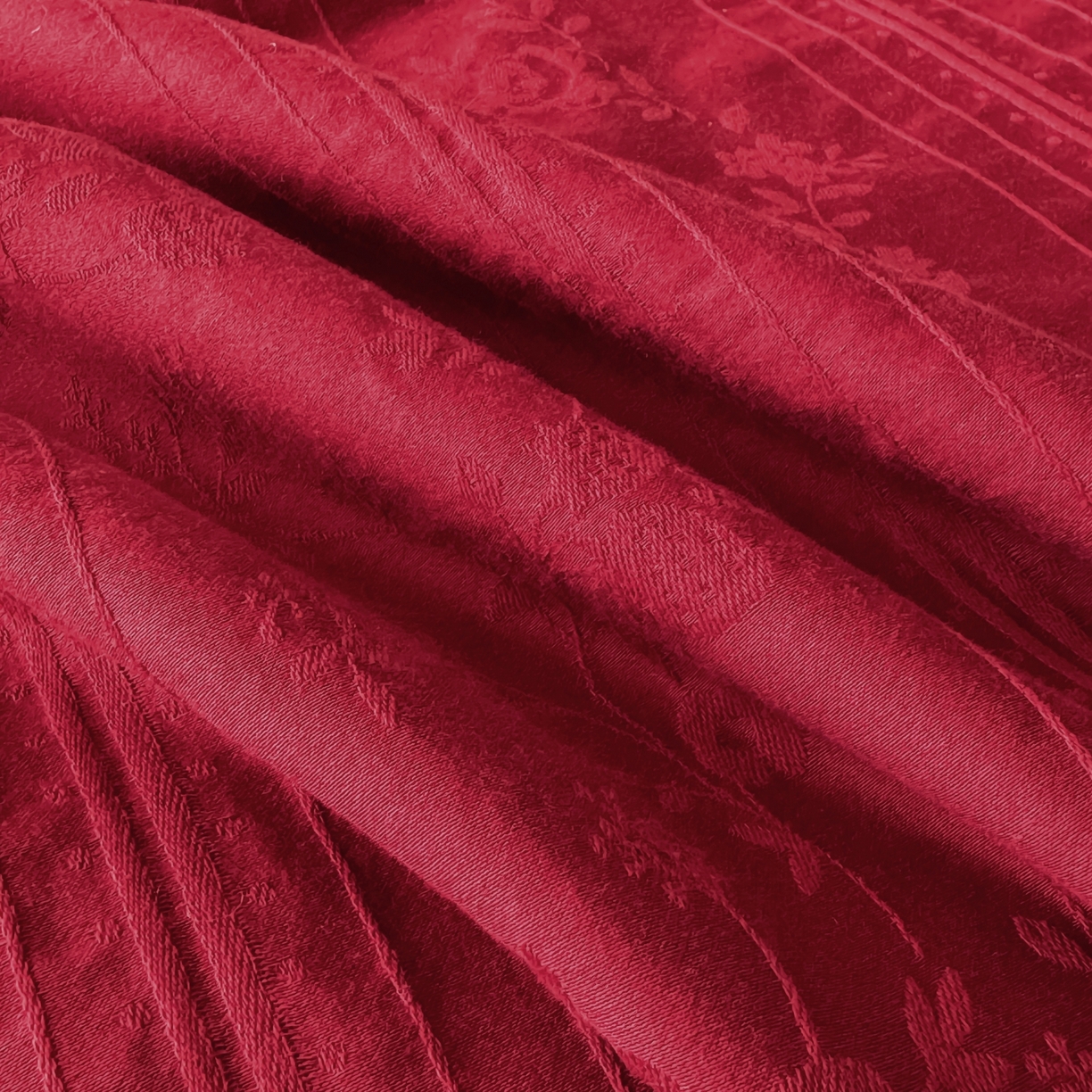 91家纺网 家纺一手货源 找家纺 玉相逢 2026春夏新款全棉60S长绒棉立体厚织提花夏被四件套 沁香-大红