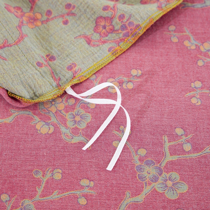 91家纺网 家纺一手货源 找家纺 云天家纺 2026新款A类全棉纯棉色织提花双层纱纽扣款四件套 醉梅