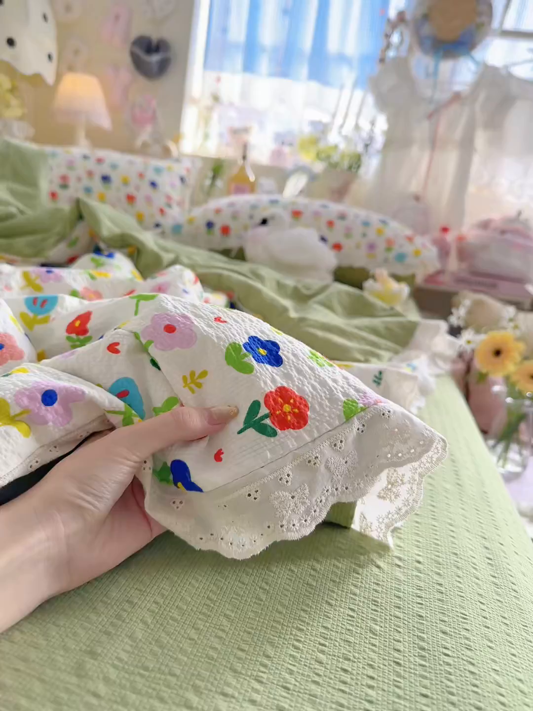 91家纺网 家纺一手货源 找家纺 （总）几禾 2026新款泡芙纱全棉蕾丝花边夏被-花笺系列（甜系花边撞入梦境，软乎乎的质感，治愈所有疲惫）