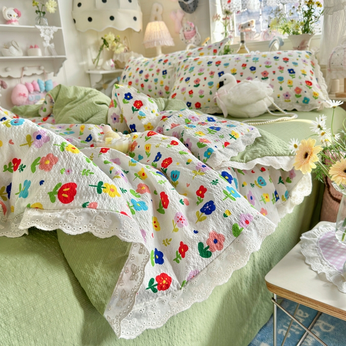 91家纺网 家纺一手货源 找家纺 （总）几禾 2026新款泡芙纱全棉蕾丝花边夏被-花笺系列（甜系花边撞入梦境，软乎乎的质感，治愈所有疲惫）