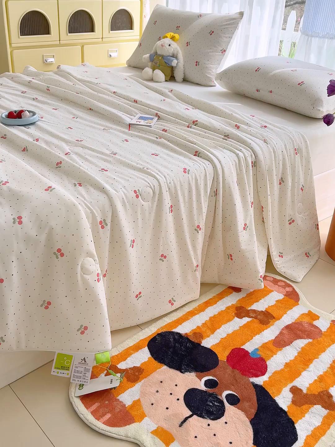 91家纺网 家纺一手货源 找家纺 弗苓家纺 2026新款麻绳款锦氨凉感丝夏被夏凉被空调被 樱桃园