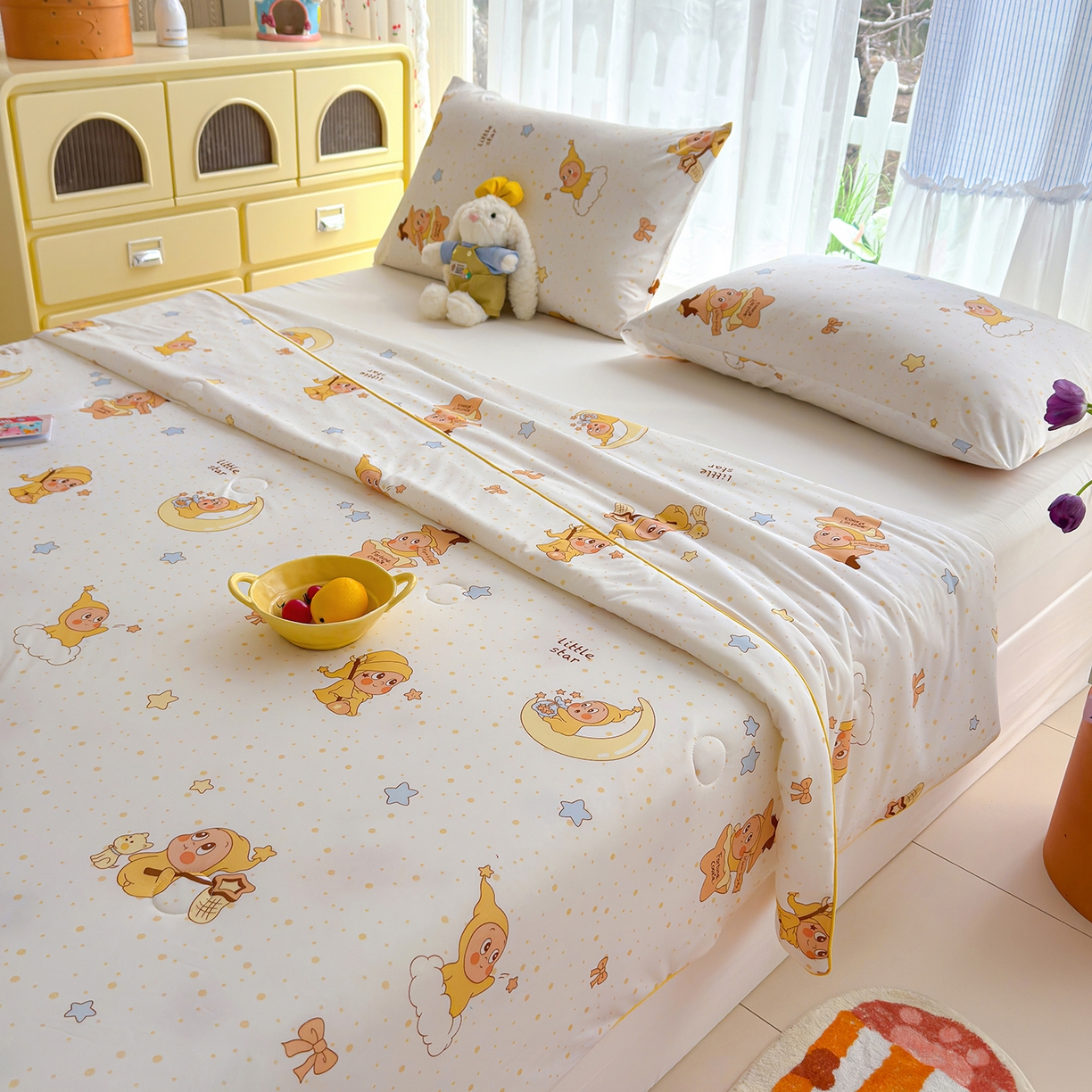 91家纺网 家纺一手货源 找家纺 弗苓家纺 2026新款麻绳款锦氨凉感丝夏被夏凉被空调被 晚安星宝