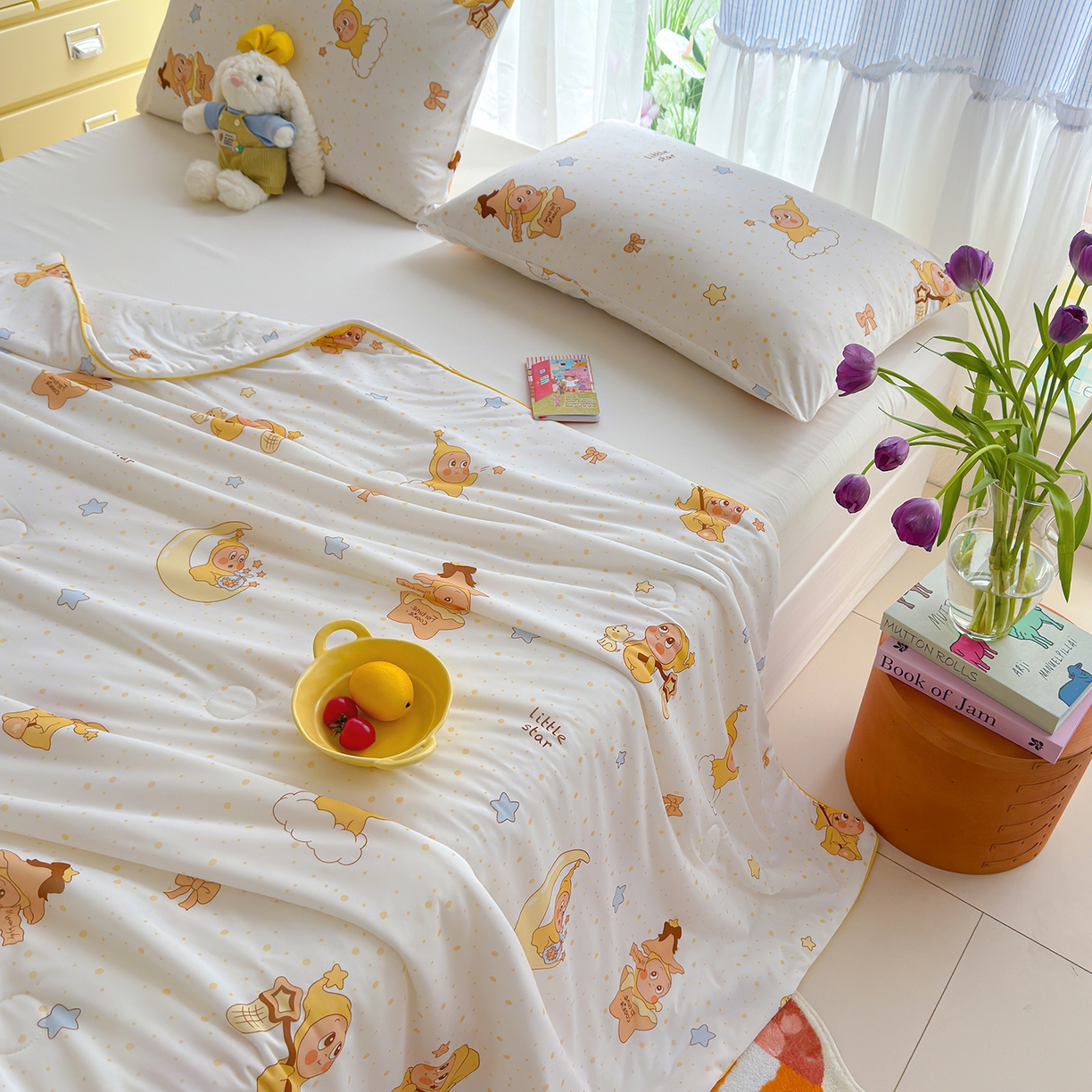 91家纺网 家纺一手货源 找家纺 弗苓家纺 2026新款麻绳款锦氨凉感丝夏被夏凉被空调被 晚安星宝