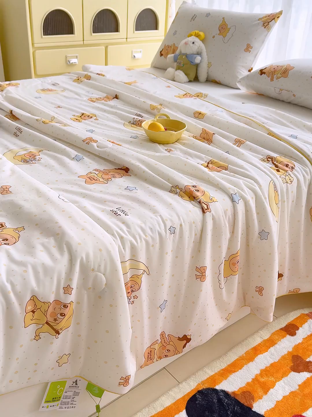 91家纺网 家纺一手货源 找家纺 弗苓家纺 2026新款麻绳款锦氨凉感丝夏被夏凉被空调被 晚安星宝