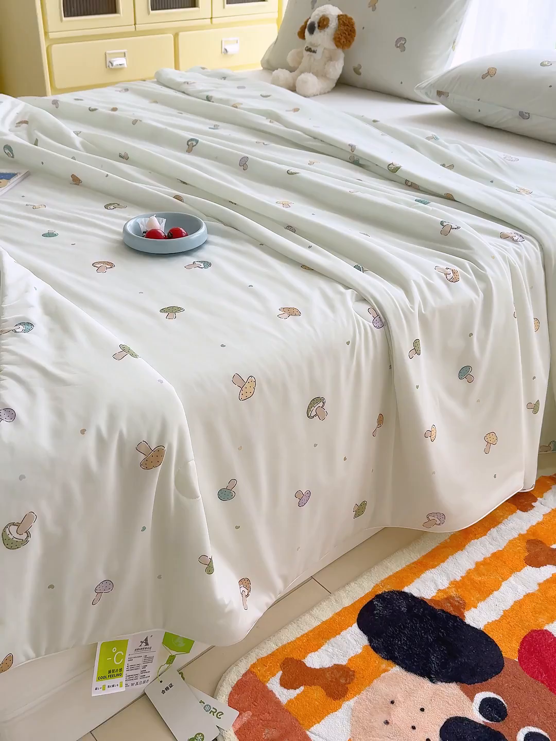 91家纺网 家纺一手货源 找家纺 弗苓家纺 2026新款麻绳款锦氨凉感丝夏被夏凉被空调被 小蘑菇