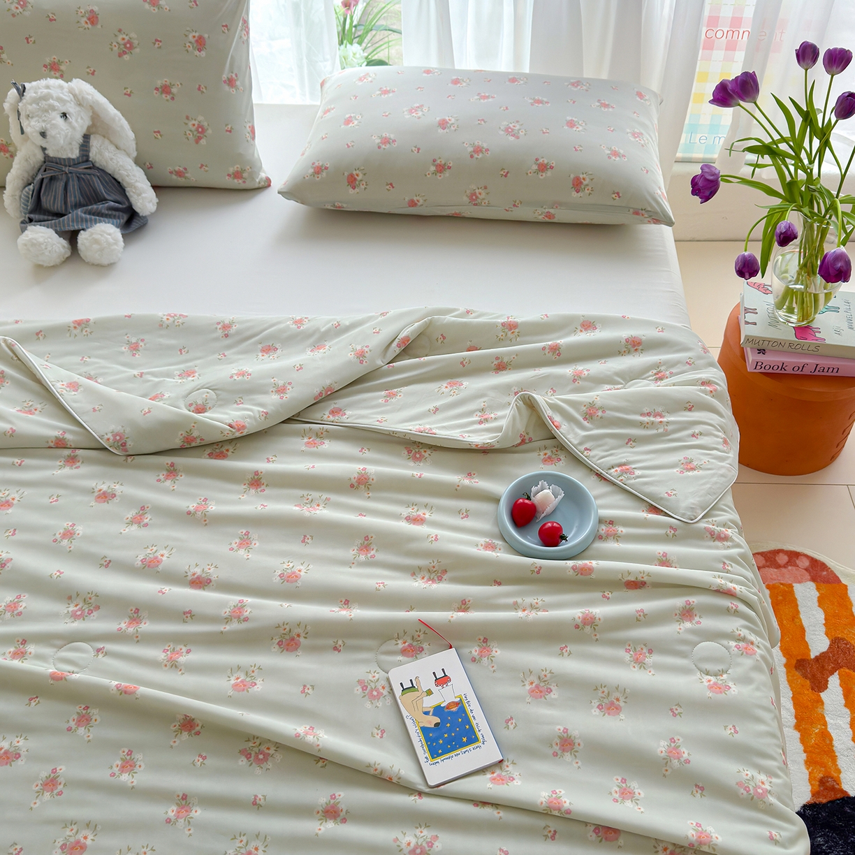 91家纺网 家纺一手货源 找家纺 弗苓家纺 2026新款麻绳款锦氨凉感丝夏被夏凉被空调被 春意