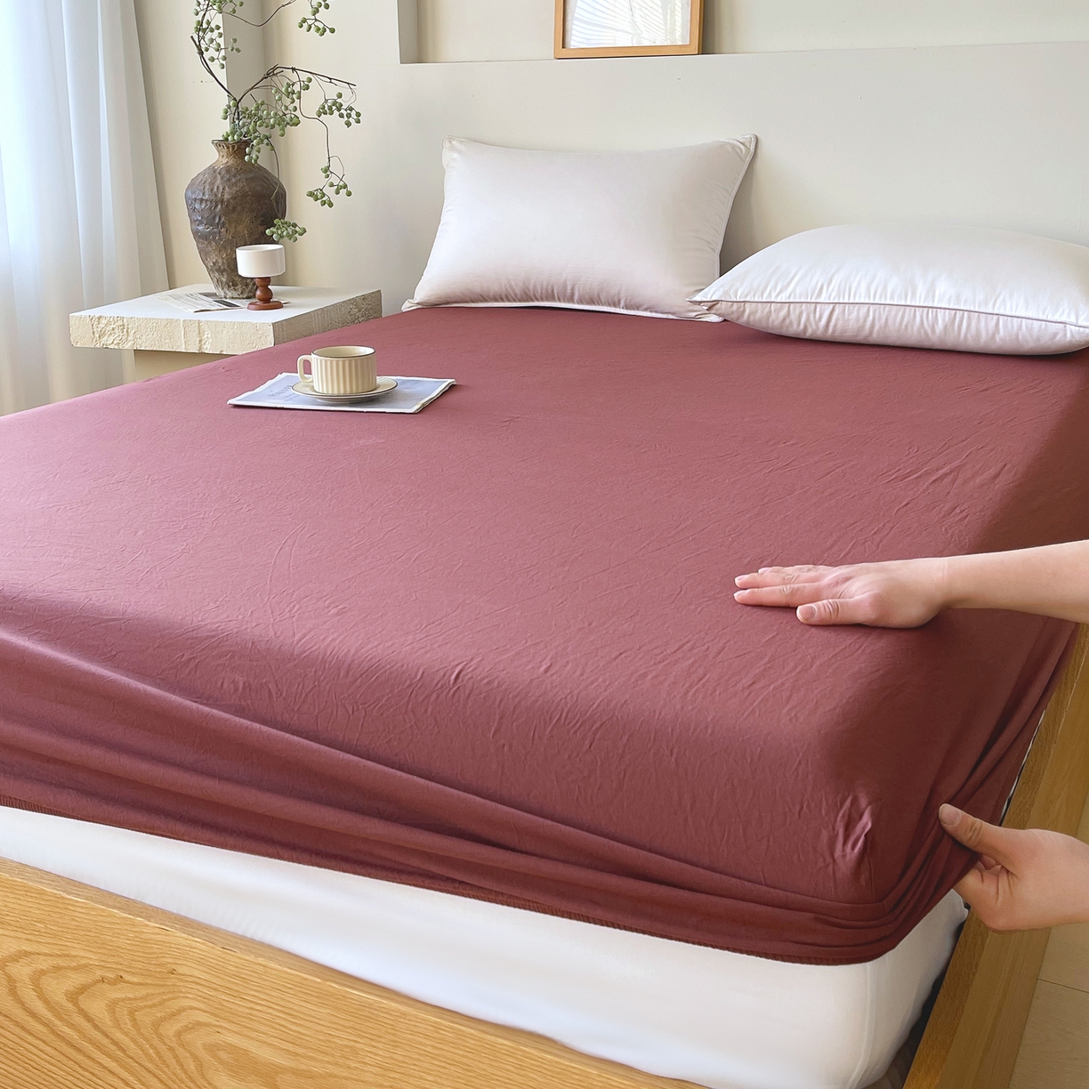 91家纺网 家纺一手货源 找家纺 （总）春皖家纺 2026春夏新款双拼全棉纯棉水洗棉单床笠 床笠单件