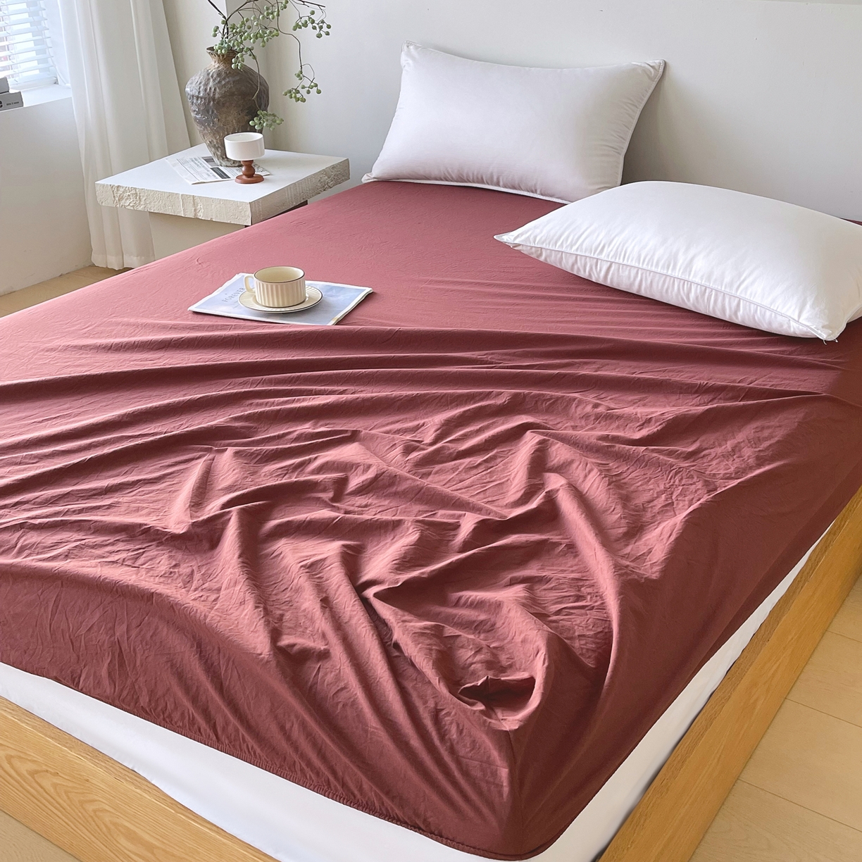 91家纺网 家纺一手货源 找家纺 （总）春皖家纺 2026春夏新款双拼全棉纯棉水洗棉单床笠 床笠单件