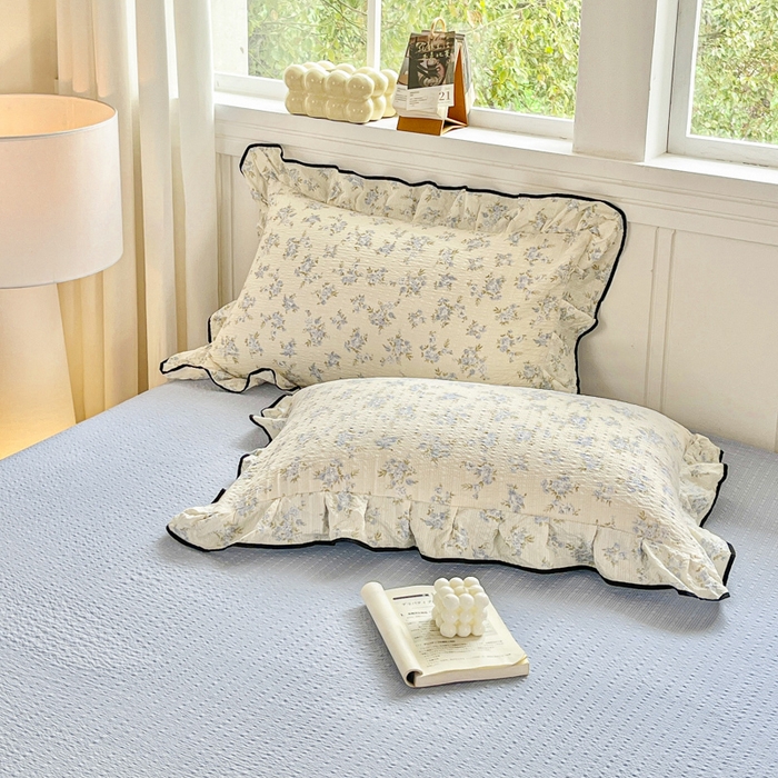 91家纺网 家纺一手货源 找家纺 利禾家纺 2026新款法式花边泡芙纱夏被四件套 兰花草