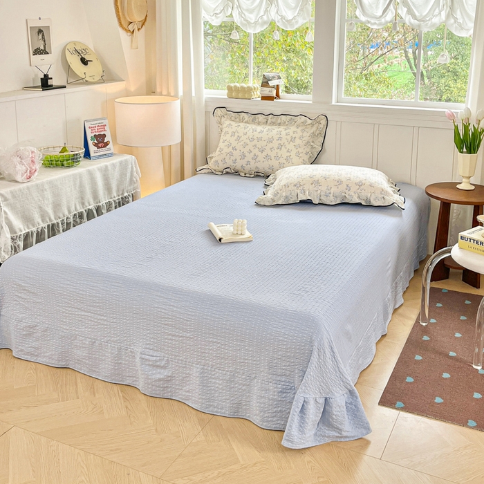 利禾家纺 2026新款法式花边泡芙纱夏被四件套 兰花草