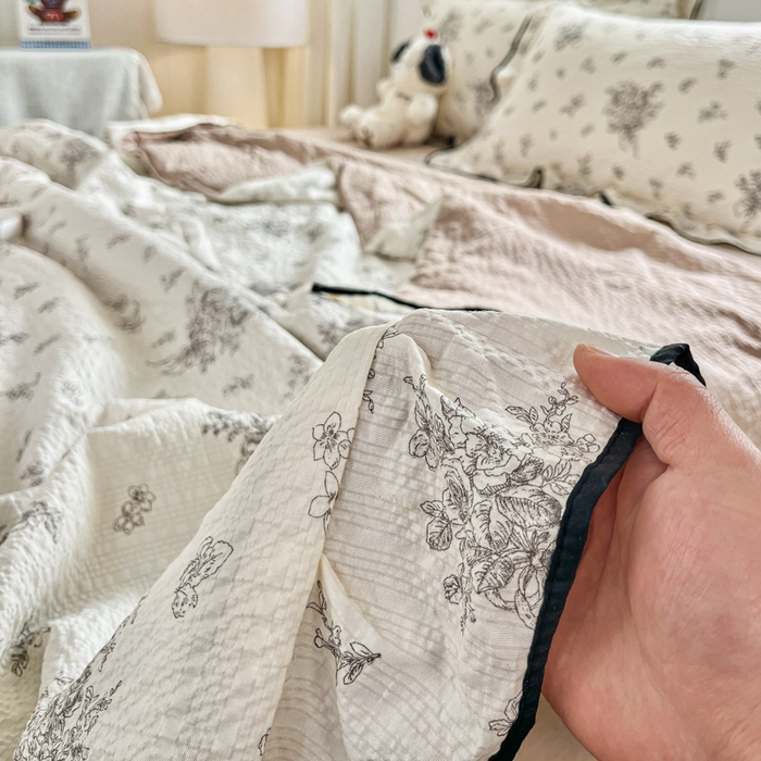 91家纺网 家纺一手货源 找家纺 利禾家纺 2026新款法式花边泡芙纱夏被四件套 南洋