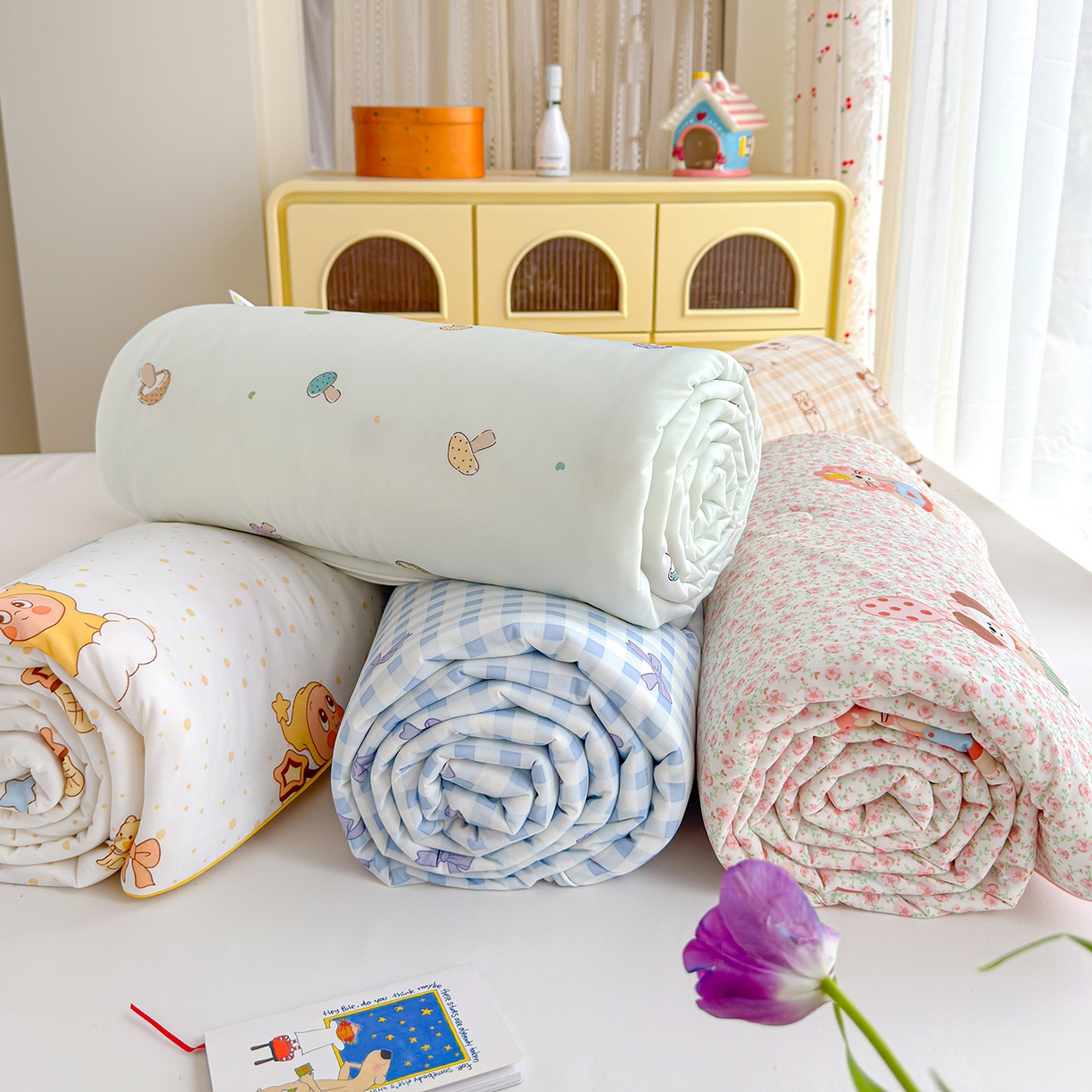 91家纺网 家纺一手货源 找家纺 弗苓家纺 2026新款麻绳款锦氨凉感丝夏被夏凉被空调被 组合图