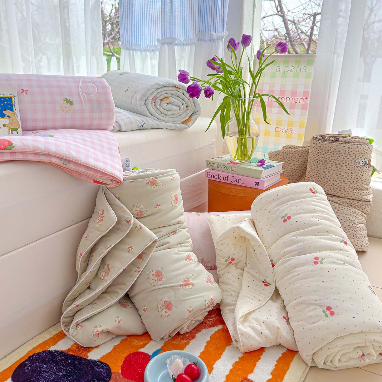 91家纺网 家纺一手货源 找家纺 弗苓家纺 2026新款麻绳款锦氨凉感丝夏被夏凉被空调被 组合图