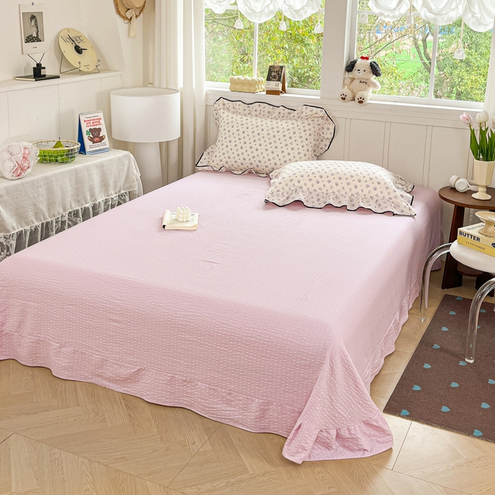 利禾家纺 2026新款法式花边泡芙纱夏被四件套 香雪