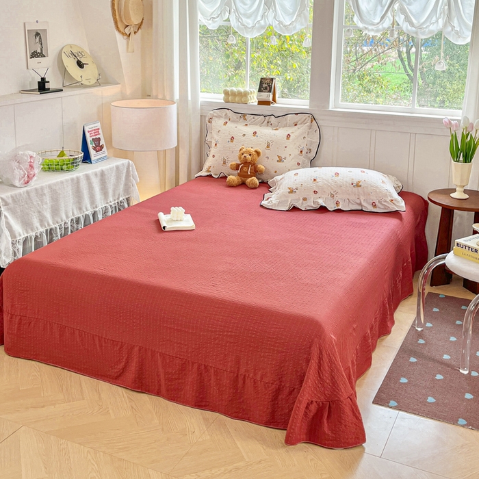 利禾家纺 2026新款法式花边泡芙纱夏被四件套 星星人