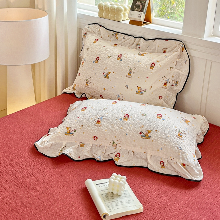 91家纺网 家纺一手货源 找家纺 利禾家纺 2026新款法式花边泡芙纱夏被四件套 星星人