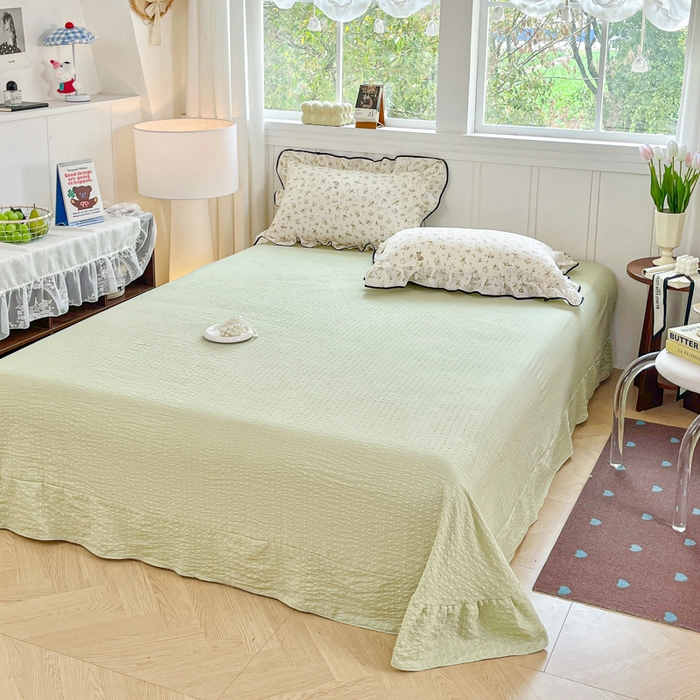 利禾家纺 2026新款法式花边泡芙纱夏被四件套 叶初开