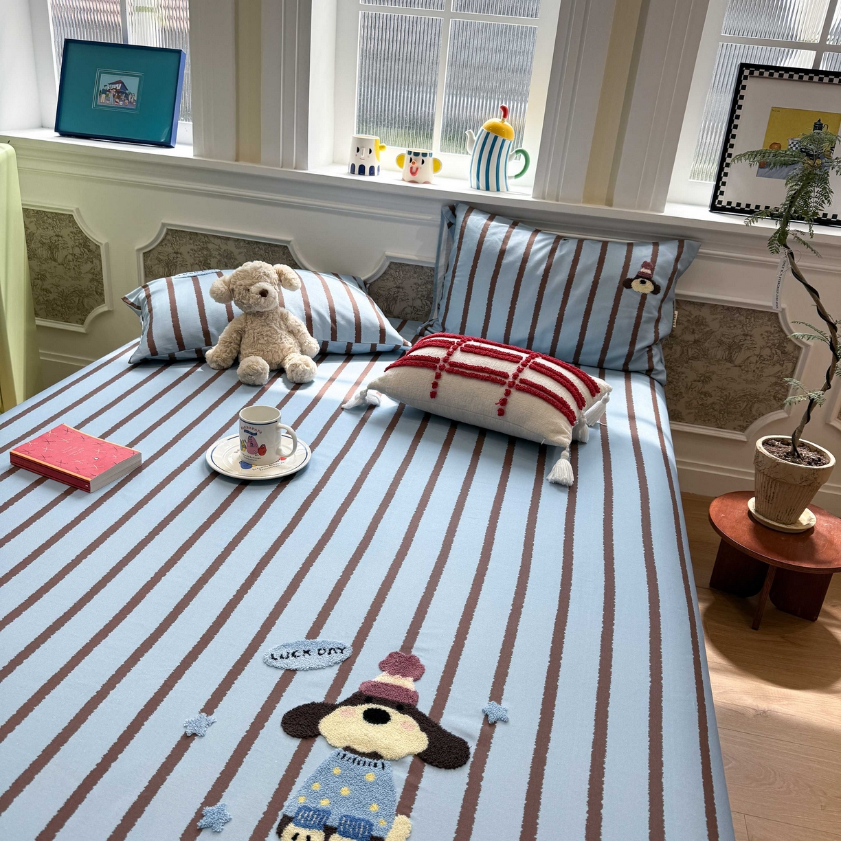 91家纺网 家纺一手货源 找家纺 珺柔家纺 2026新款全棉老粗布床单床笠三件套 小可爱