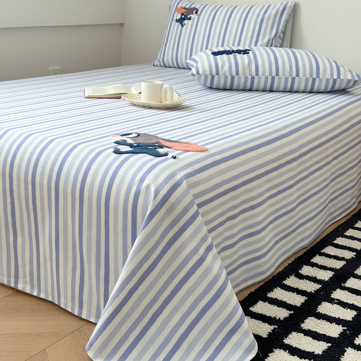 91家纺网 家纺一手货源 找家纺 珺柔家纺 2026新款全棉老粗布床单床笠三件套 朱迪