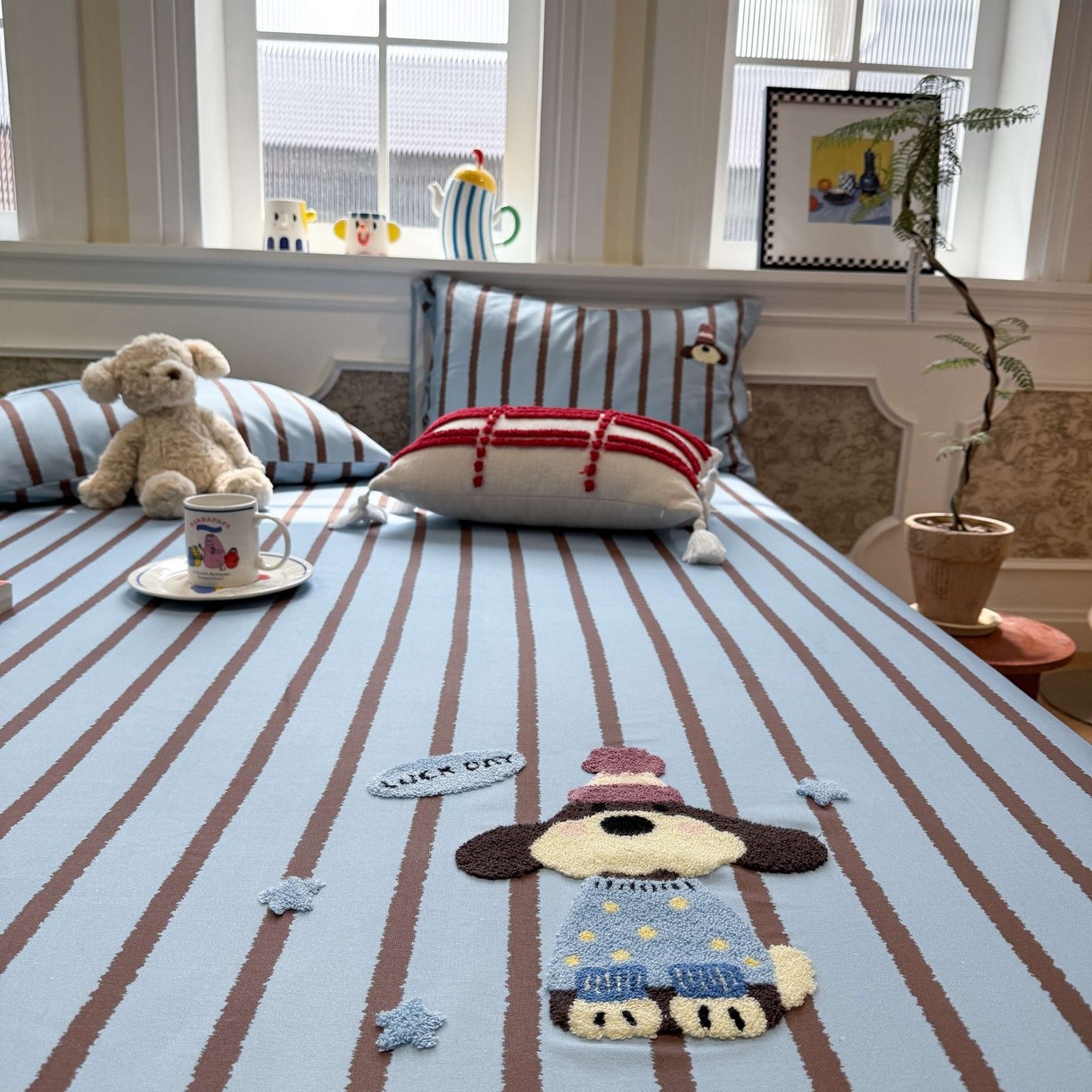 91家纺网 家纺一手货源 找家纺 珺柔家纺 2026新款全棉老粗布床单床笠三件套 小可爱