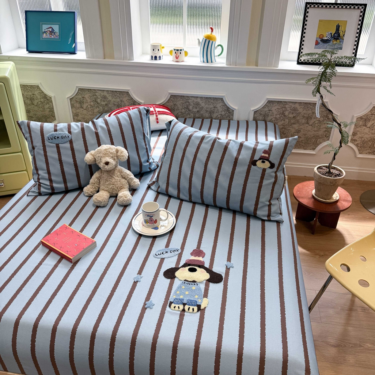 91家纺网 家纺一手货源 找家纺 珺柔家纺 2026新款全棉老粗布床单床笠三件套 小可爱