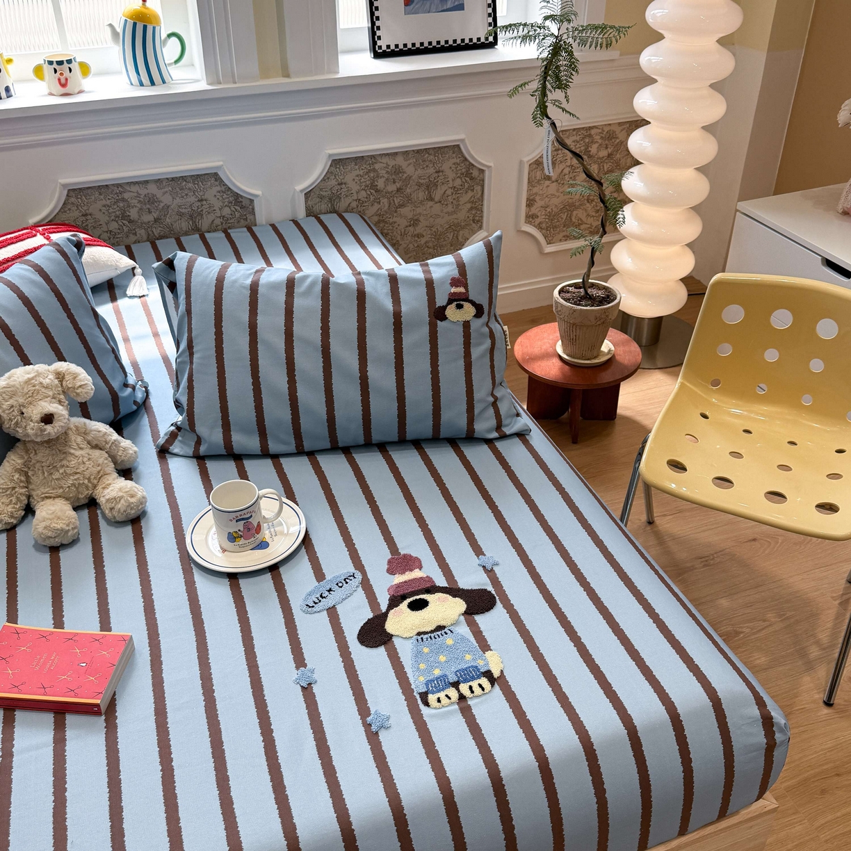 91家纺网 家纺一手货源 找家纺 珺柔家纺 2026新款全棉老粗布床单床笠三件套 小可爱