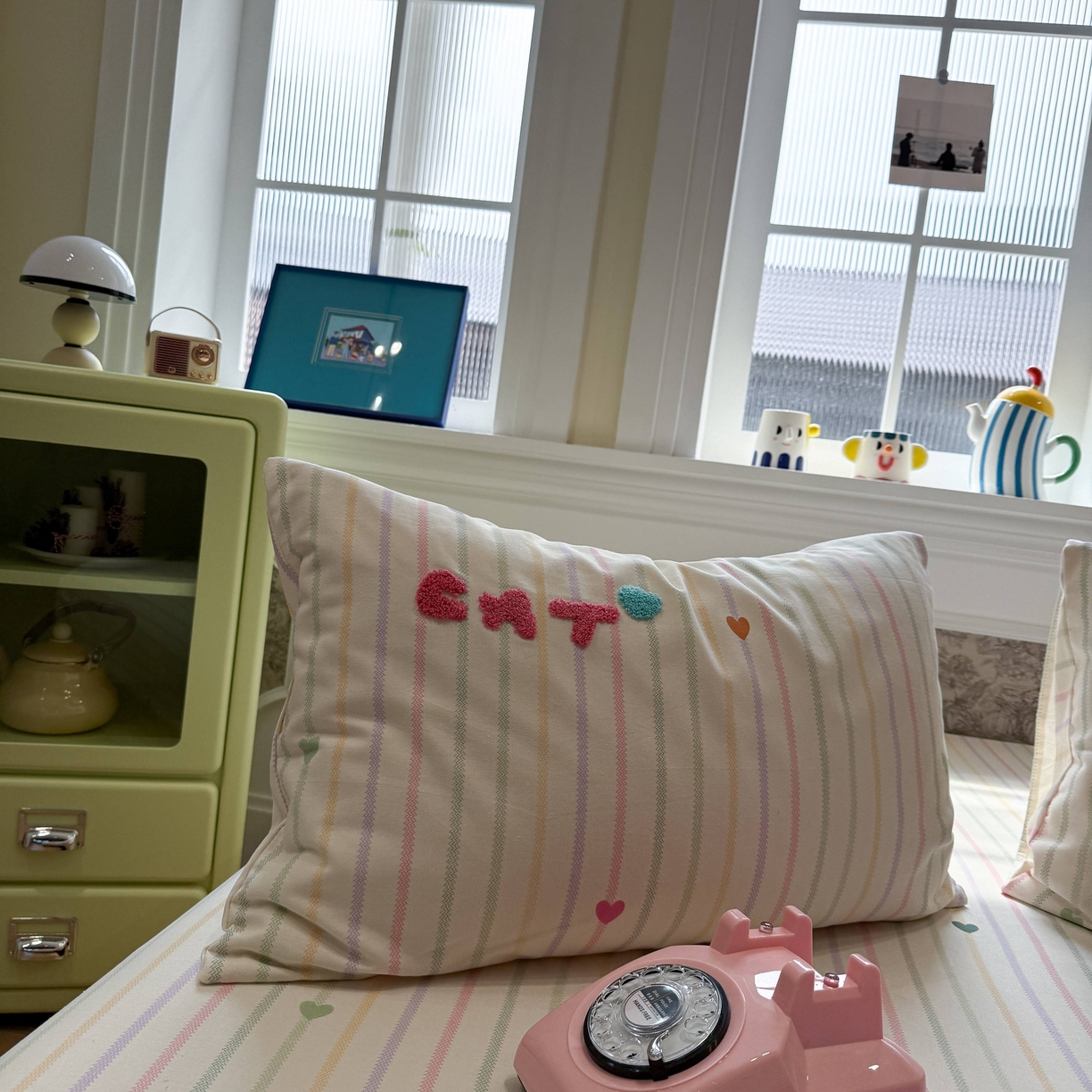 91家纺网 家纺一手货源 找家纺 珺柔家纺 2026新款全棉老粗布床单床笠三件套 音乐小猫