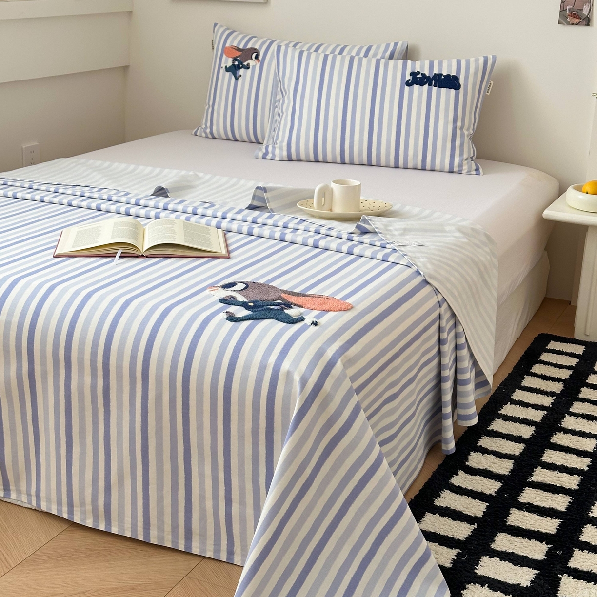 91家纺网 家纺一手货源 找家纺 珺柔家纺 2026新款全棉老粗布床单床笠三件套 朱迪