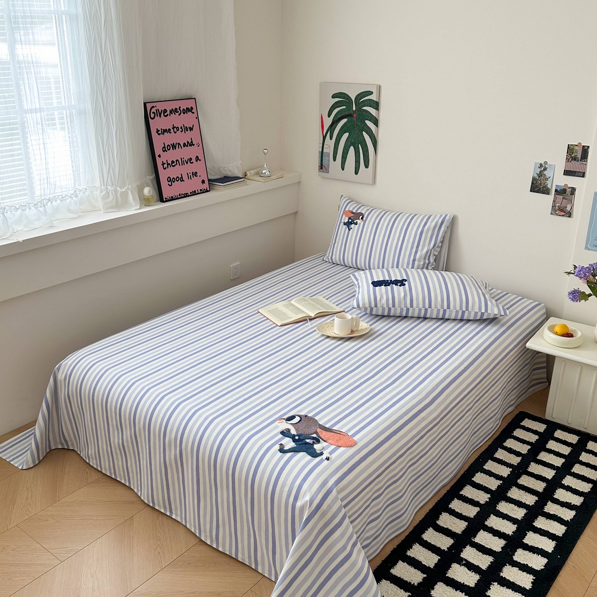 91家纺网 家纺一手货源 找家纺 珺柔家纺 2026新款全棉老粗布床单床笠三件套 朱迪