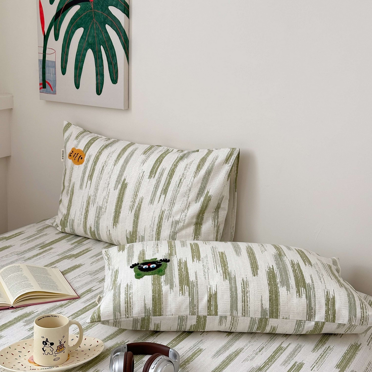 91家纺网 家纺一手货源 找家纺 珺柔家纺 2026新款全棉老粗布床单床笠三件套 幸运猫猫