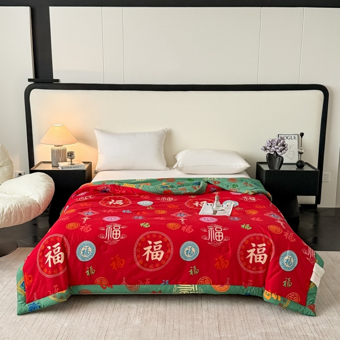 91家纺网 家纺一手货源 找家纺 爱宝被业 2026新款水洗棉20%大豆夏凉被 百福聚臻