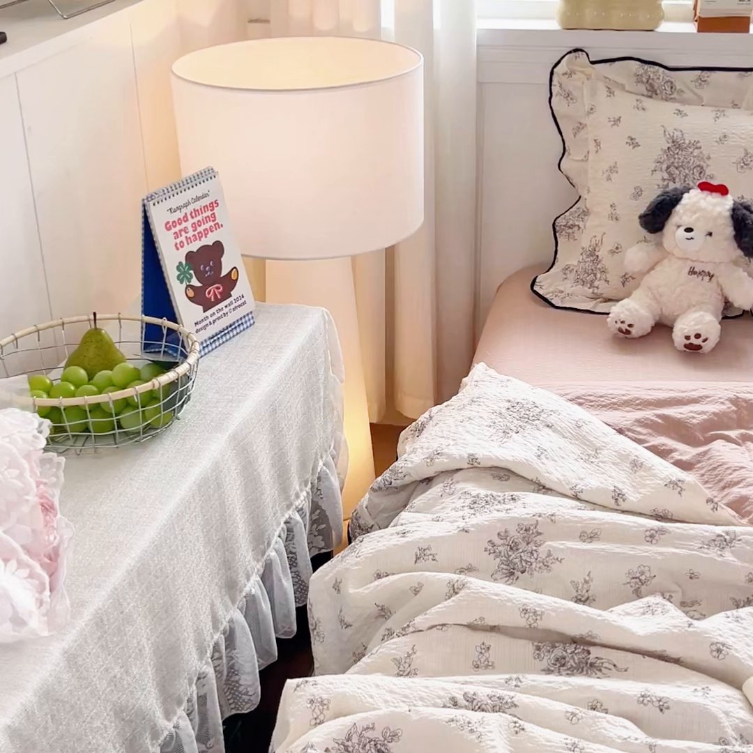 91家纺网 家纺一手货源 找家纺 利禾家纺 2026新款法式花边泡芙纱夏被四件套 南洋