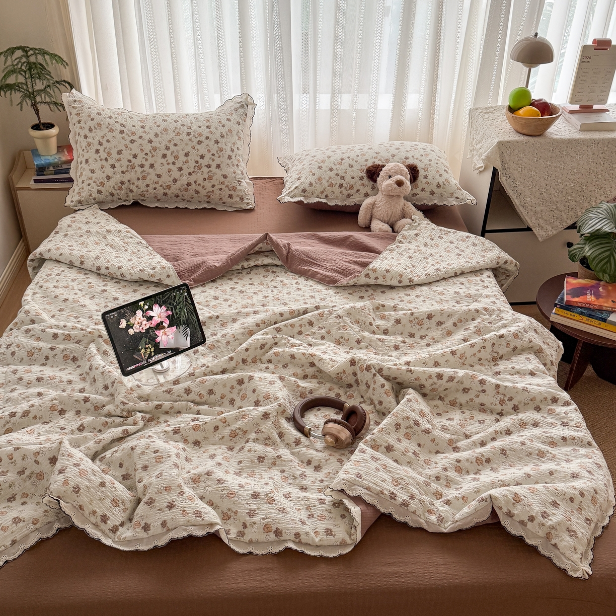 91家纺网 家纺一手货源 找家纺 （总）欧尚 2026新款蕾丝花边夏被款四件套