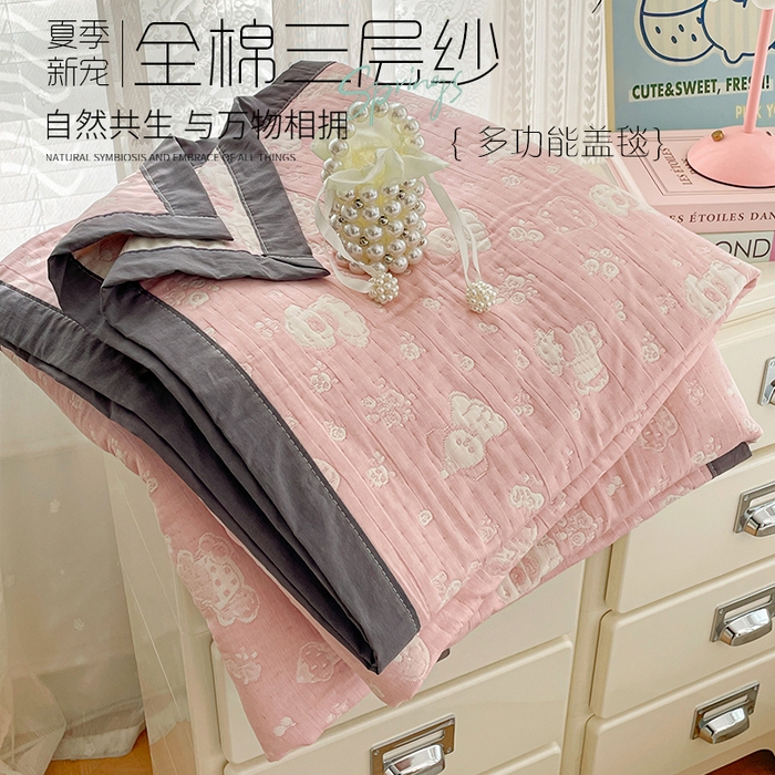 91家纺网 家纺一手货源 找家纺 （总）云天家纺 2026新款A类全棉三层纱多功能毛巾被（盖毯床单夏被）