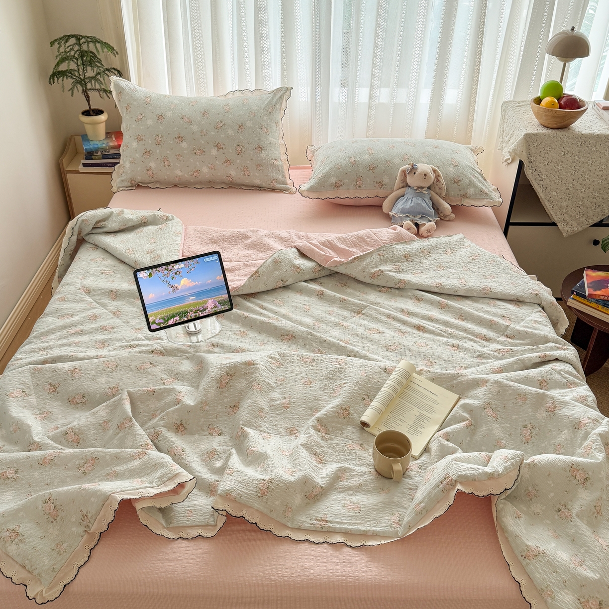 91家纺网 家纺一手货源 找家纺 （总）欧尚 2026新款蕾丝花边夏被款四件套