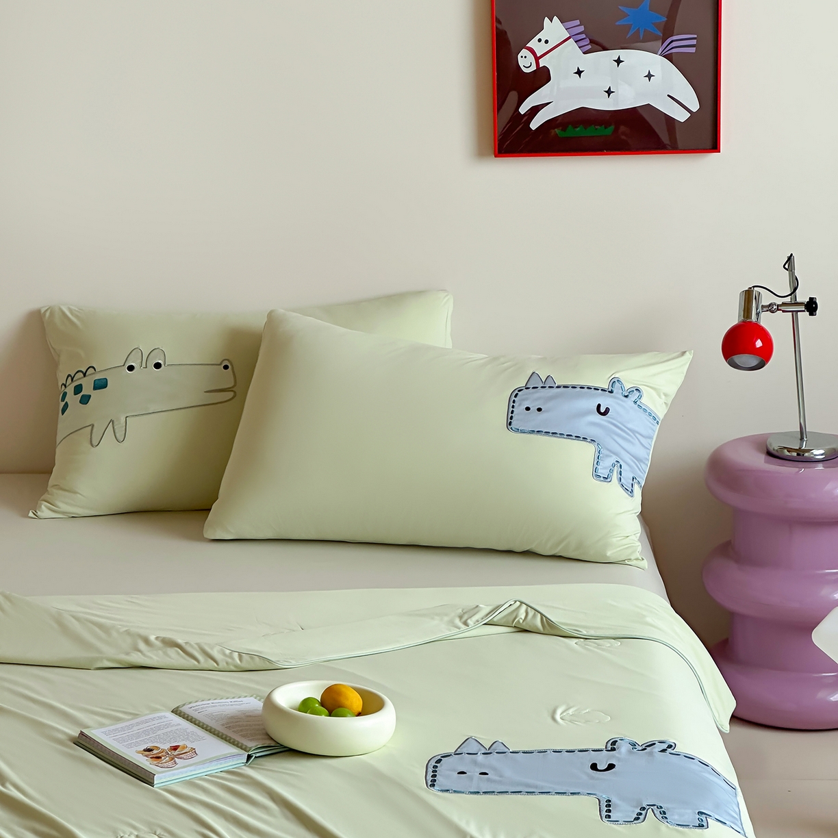 91家纺网 家纺一手货源 找家纺 傲蕾良品 2026新款冰冰鸭即刻凉感夏被-婴童尺寸 犀牛和鳄鱼