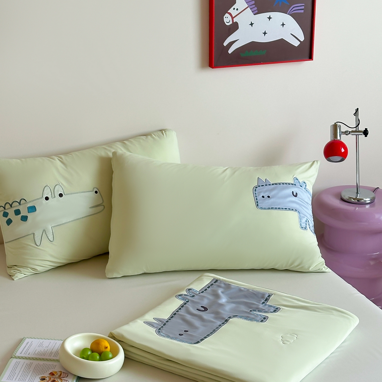 91家纺网 家纺一手货源 找家纺 傲蕾良品 2026新款冰冰鸭即刻凉感夏被-婴童尺寸 犀牛和鳄鱼