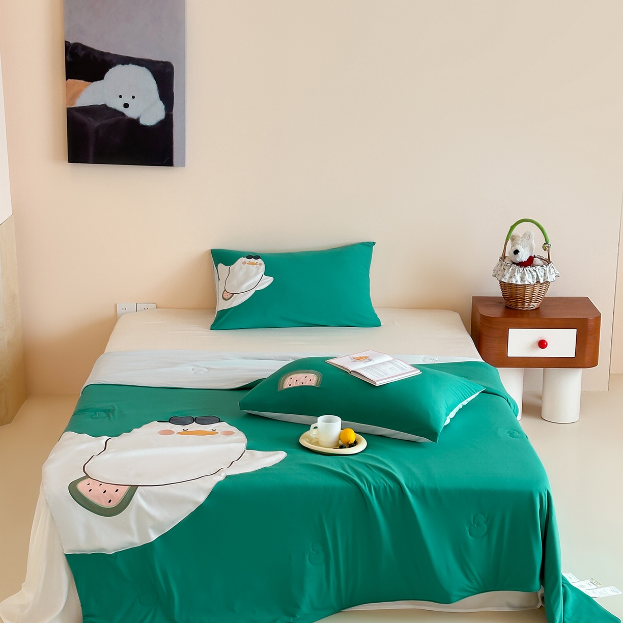 傲蕾良品 2026新款冰冰鸭即刻凉感夏被-成人尺寸 西瓜鸭鸭