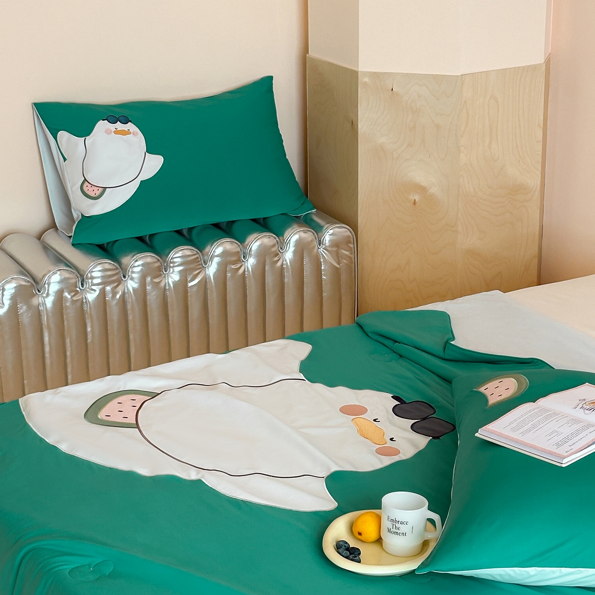 91家纺网 家纺一手货源 找家纺 傲蕾良品 2026新款冰冰鸭即刻凉感夏被-成人尺寸 西瓜鸭鸭